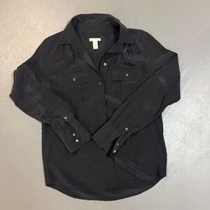 J. Crew 100% Silk Black Top